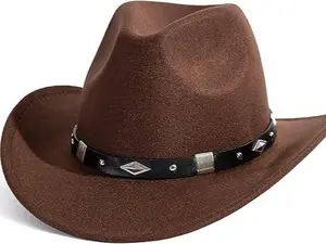 Western Cowboy & Cowgirl Hat – Unisex Felt Rodeo Hat with Silver Studded Band – Vintage Western Style – 14 Color Options – Perfect for Festivals, Fashion & Country Events