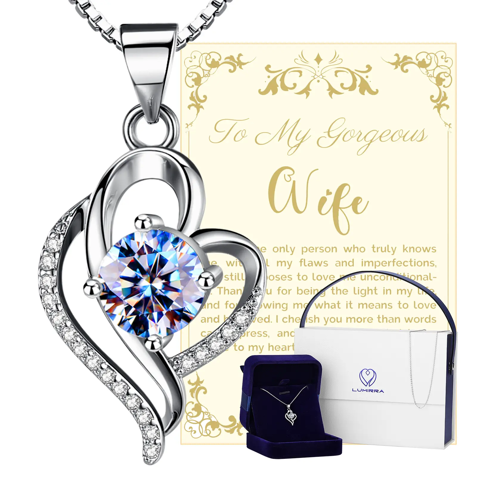 Lumirra Anniversary Gift for Wife 1 Carat Moissanite Necklace