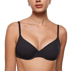 INLYRIC Women's Inbarely Plus Demi Bra Balconette No Padding Unlined Underwire Supportive Plunge Bras Comfortable