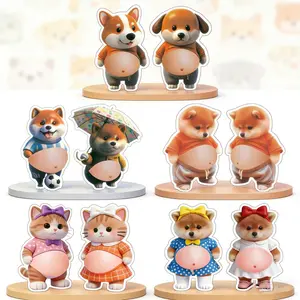 A pair of big-bellied Shiba Inu and Corgi dog ultra-soft silicone car anti-collision stickers, decorations, squeeze toys, fridge magnets, and jewelry accessories