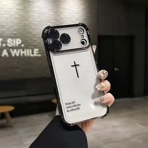 Christ God The Bible Paslms 46:5 Pattern Four-corner drop-proof TPU phone case for iPhone 17 Pro Max Air 16 15 14 Pro Max 13 12 11  Plus shockproof full camera protection durable slim silicone case mobile phone case