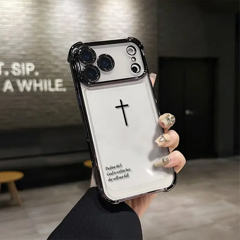 Customized Luxury Crystal Cover Protective Smartphone Case - Bible Psalms 46:5 Christ God Themed Accessory, 4-Corner Drop-Proof Shockproof TPU, Full Camera Protection, Durable Slim Silicone Design for iPhone 17 Pro Max,16,15,14 Pro Max,13,12,11 Plus