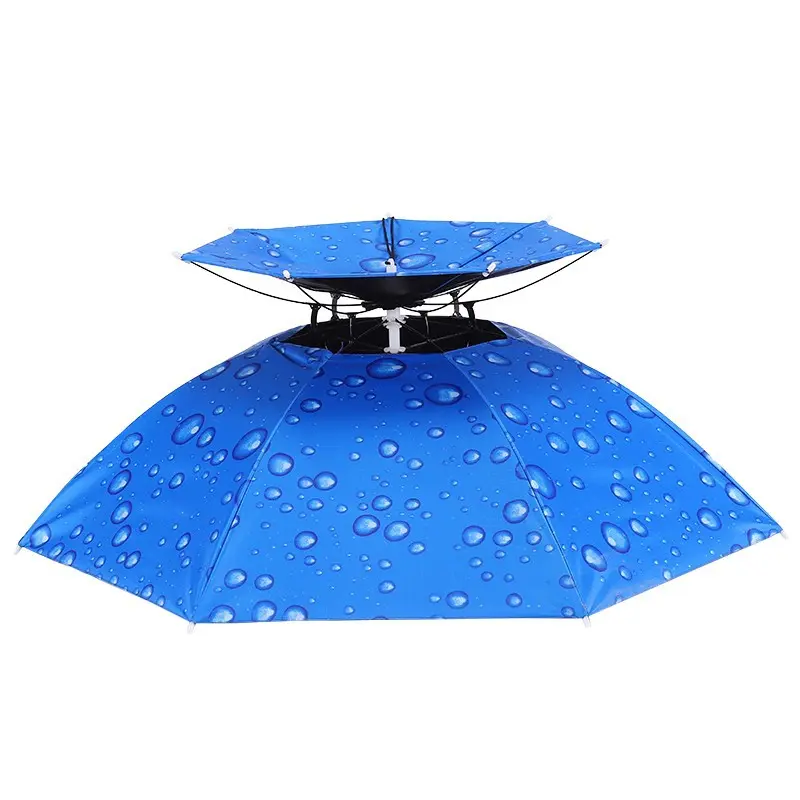 Double-Layer Microfiber Umbrella Hat, Hands-Free Waterproof Head Cover with Sun Protection & Ventilation for Fishing, Rain or Shine