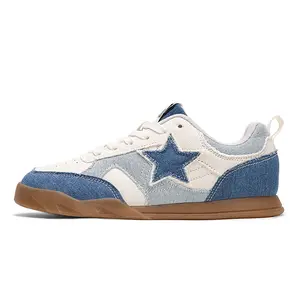Q-AND Women’s Denim Star Sneakers – Casual Low Top Skate Shoes with Retro Streetwear Design, Lightweight Fashion Walking Trainers, Non-Slip Everyday Sneakers for Women