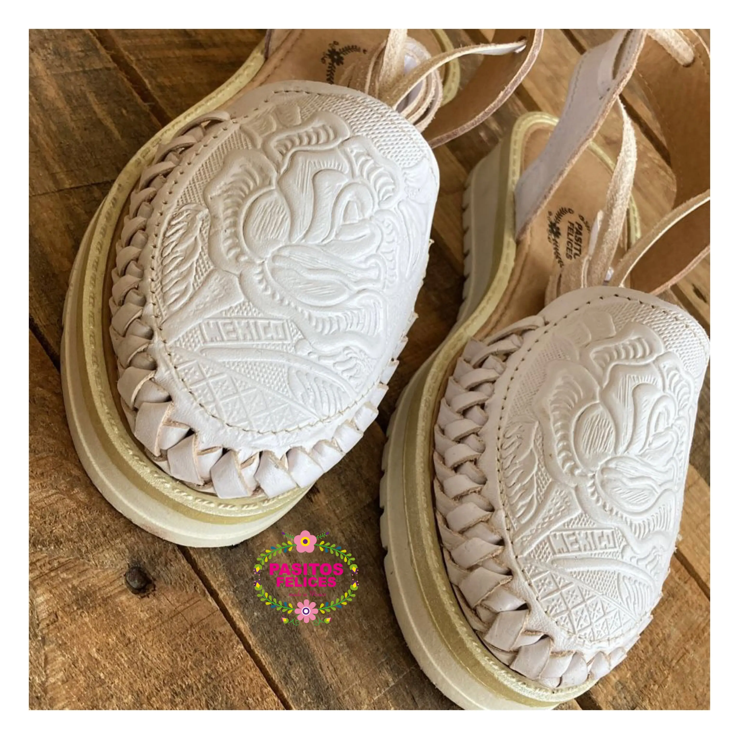 Mexico - White Tooled Lace Up Mexico - White Tooled Lace Up