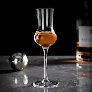 Transparent Wine Glass, Lead-Free Crystal Glass, Elegant Design for Grappa and Fruit Brandy, Modern Trendy Glassware for Cocktails, Drinkware