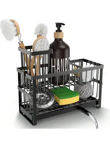 Metal Sponge Holder,Kitchen Sink Drain Rack,Double Layered Multifunctional Storage Rack,Suitable for Home,Rag,Sponges, Sanding Tools,Scrubbers,Storage Organizer, Household Essentials, Kitchen Accessories,Gift For Mother'S Day