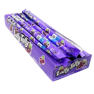 Laffy Taffy Grape Flavor Rope Candies - 24-Count Boxed Pack, Sweet Corn and Sugar-Based, Natural-Infused Low Sodium Snacks, 12-Month Shelf Life for Cupboard Storage