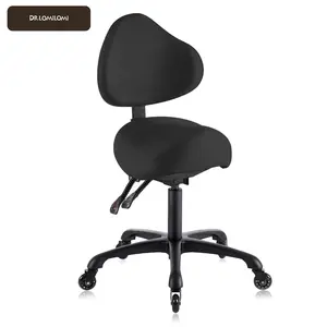 Pneumatic Swivel Rolling Saddle Chair with Wheels and Ergonomic Back Support for Hair Stylist, Dental Hygienist, Hygienic Clinic, Spa, Massage, Home, Office