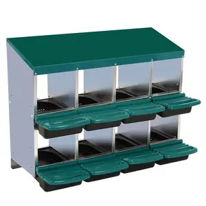 2-Tier Chicken Nest Box | Large Metal Roll-Off Hen Nesting Box with Extra Large Openings, Resting Platform & Waterproof Sloped Roof | Easy Clean Removable Tray Design