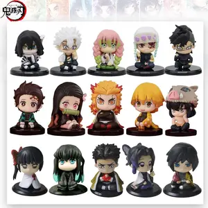 15 Style/Set Q Version Demon Slayer Sitting Ghost Doll Tanjiro Nidouzi Inosuke Zenizu Figure Action Figure Movie Model Toys Doll