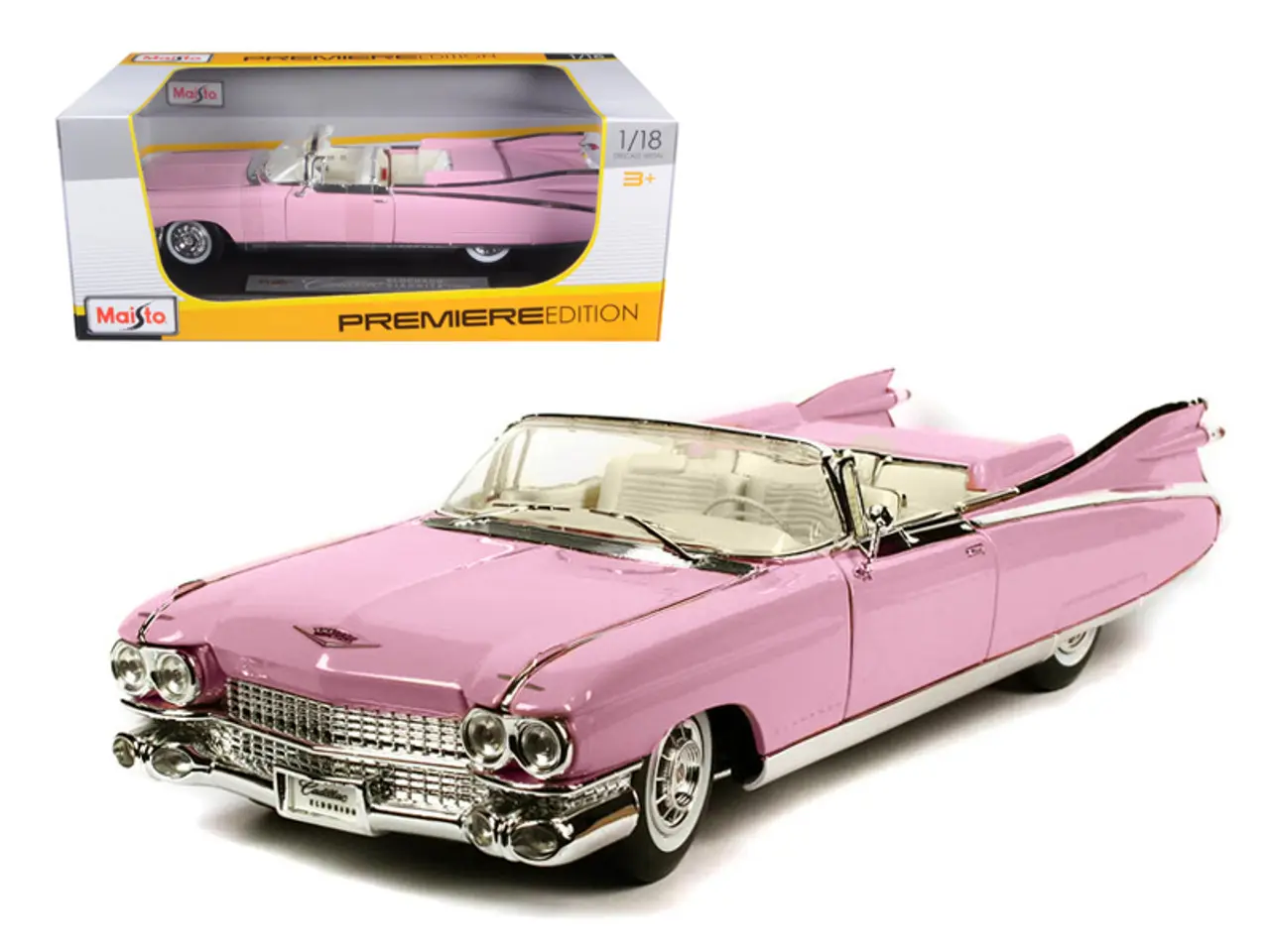 Maisto 1:18 1959 Cadillac Eldorado Biarritz Convertible (Pink) Diecast Car Model Collectible