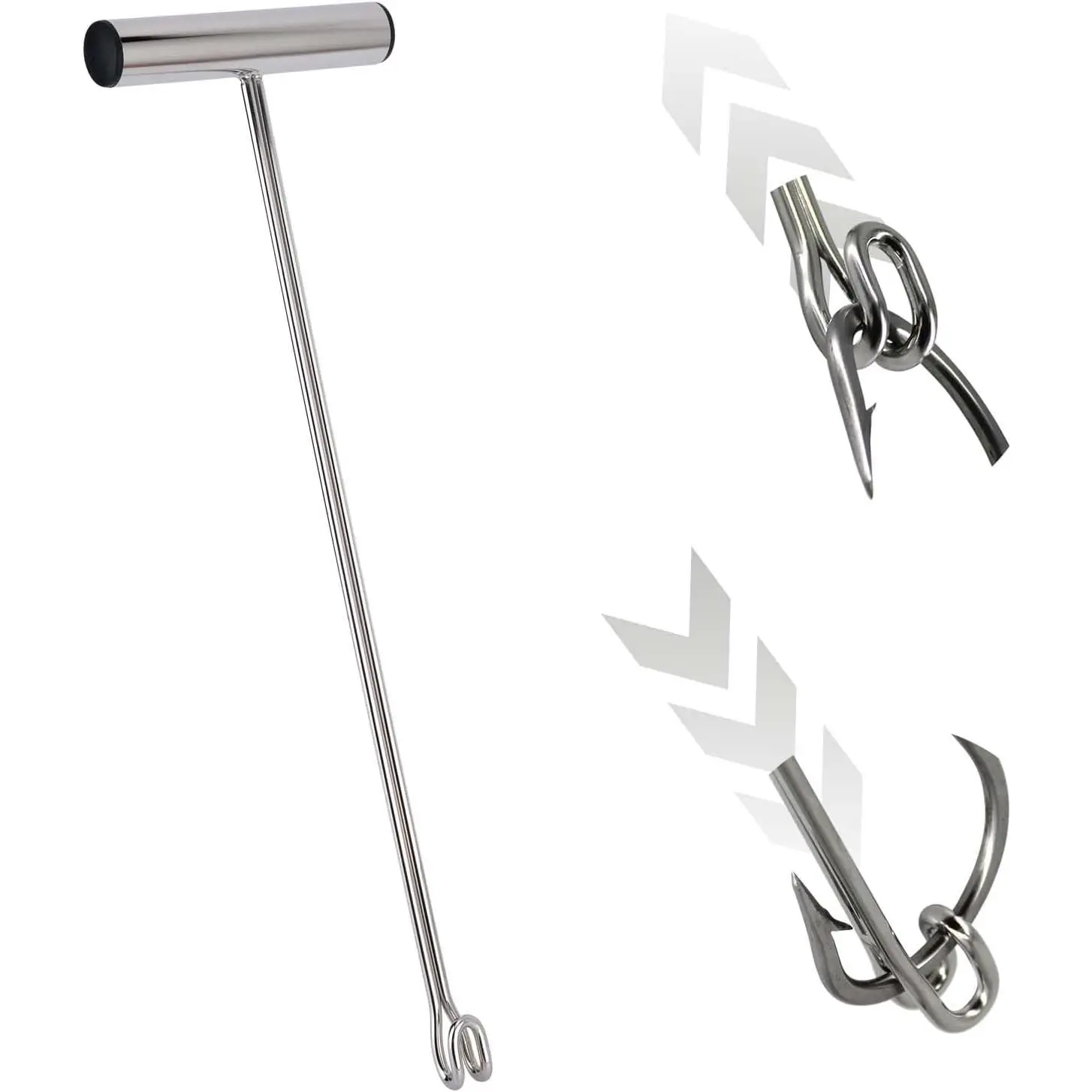 Stainless Steel Fishing Hook Remover,Dehooker Tool,Push/Pull Hook Remover,Anti-Lost Saltwater Dehooker Tool Shark Hook Remover