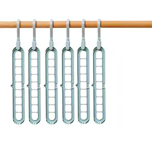 5pcs Multi-functional 9-hole clothes hanger Multifunctional clothes hanger for home storage, wardrobe, internet celebrity folding, retractable, magic rotating 9-hole clothes rack