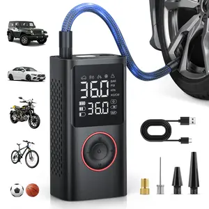 Powools Cordless Tire Inflator Portable Air Compressor with Large Capacity Battery Wireless Digital Display Enhanced Safety Features for Cars & Inflatables