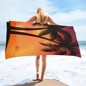 Sunrise Pattern Beach Towel, Soft Water Absorbent Towel, Lightweight Quick Drying Towel for Swimming, Fitness, Yoga and Travel