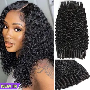 【New】Lemoda Kinky Curly Bundles Human Hair 100% Unprocessed 15A Virgin Raw with Spiral Curls End Real Human Hair Extensions Quick Weave Natural Black