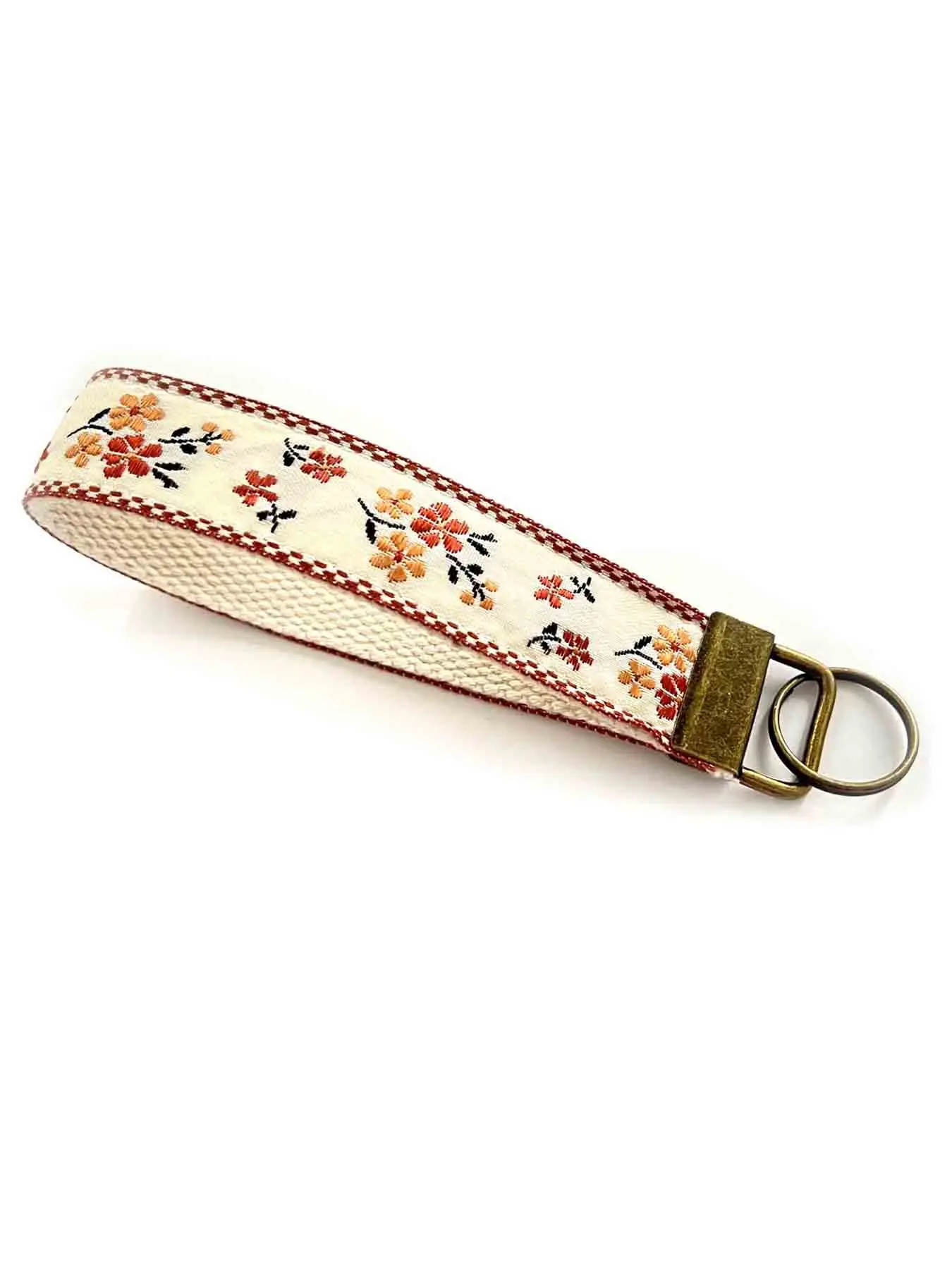 1/20pcs Embroidered Fabric Wristlet Keychain for Women, Cute Wrist Key Chain with Metal Hardware, Girly Keychain