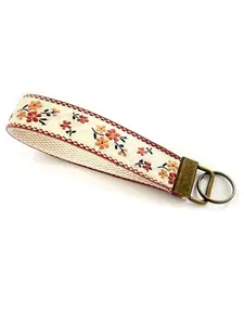 1/20pcs Embroidered Fabric Wristlet Keychain for Women, Cute Wrist Key Chain with Metal Hardware