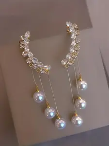 Elegant Faux Pearl Decorated Dangle Earrings, Classic Style Earrings, Fashion Jewelry for Party, Daily Clothing Decor, Trendy All-match & Exquisite Jewelry for Birthday Gift