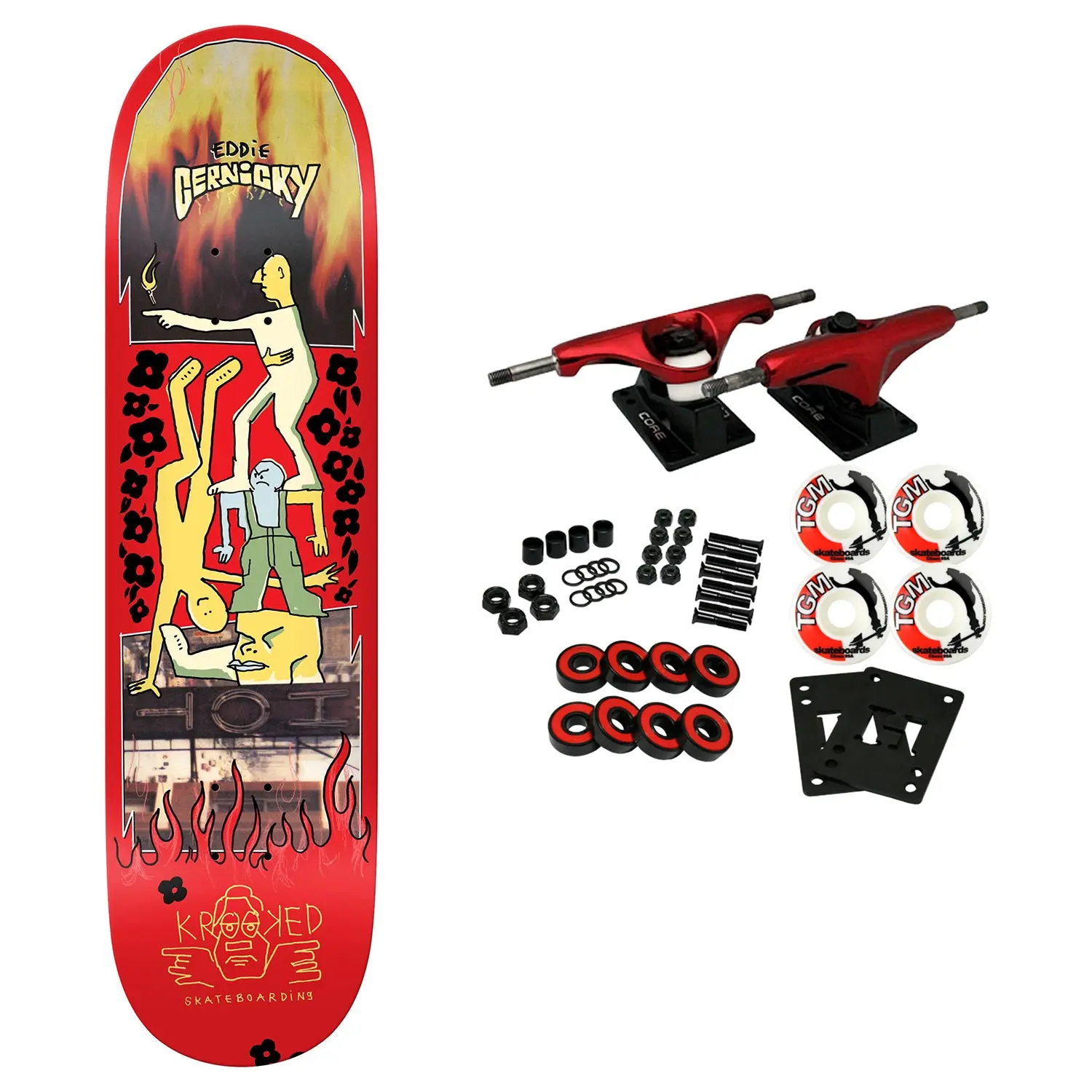 Krooked Skateboard Complete Cernicky Hot Red 8.25" x 32"