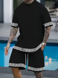 Men's Summer Short Sleeve Shorts Set, 3D Digital Print, Casual Loose Fit, Relaxed Fit, Perfect for Commuting, Sports, Streetwear, All Seasons