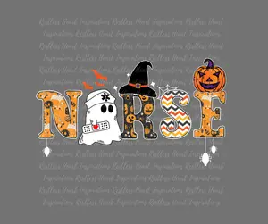 Halloween Nurse DTF Transfer Ready to Press, Fall, Pumpkin, Ghost, Witch, Chevron, Spiders, October 31