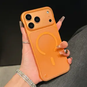 Magnetic ultra-thin borderless Protective phone case for iPhone 17 Pro Max/17 Pro/17Air/17 with frosted finish and large aperture, featuring lens protector.