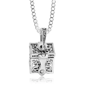 Fashion magic box necklace retro personality box necklace can be opened design sense advanced men and women jewelry