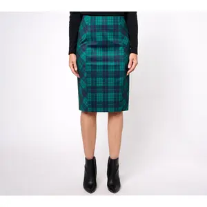 Susan Graver Petite Printed Ponte Knit Pull-On Pencil Skirt