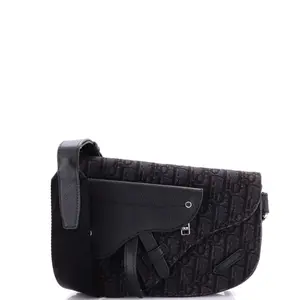 Pre-owned Dior material Messenger Bags Christian Saddle Messenger Pouch Oblique Canvas by Rebag