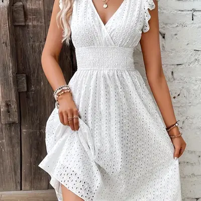 Boho White Dress Short - TikTok Shop
