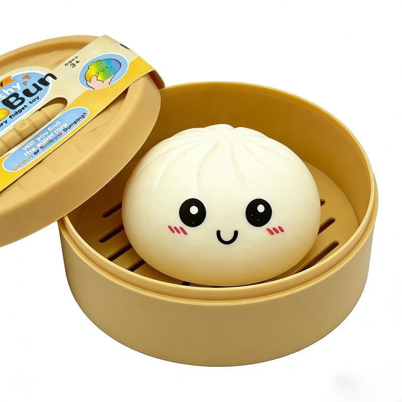 Smiling face emoji Big Dumpling Squishy - Mystery Bun Fidget Toy, Soft TPR Material, Stress Relief, Unboxing Surprise,Random Style per Pack.suitable for children to exchange gifts,Valentine's Day and Easter gifts.
