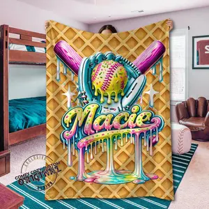 Custom Name Blanket Softball Drip Personalized Fastpitch Blankets| Comfortable Personal Baseball Dripping Softballer