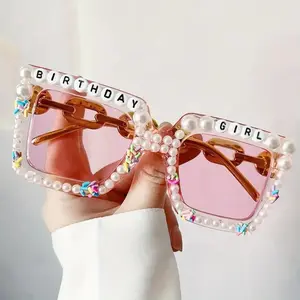 Birthday Glasses Oversized Square Happy Birthday Sunglasses Glasses for Women Girls Party Gifts Accessories