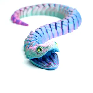3D printed snake model toys, flexible joint animal doll statues, home and office desk decorations, holiday surprise gifts