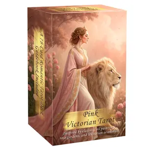 Pink Victorian Tarot Cards Set, 78 Pieces, 13x8 Cm, Romantic & Elegant Design, Includes Paper Instructions, Perfect for Beginners