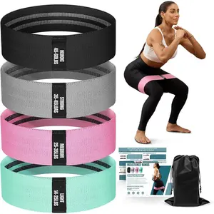 Resistance Bands for Working Out with Guide, 4 Workout Bands for Women & Men, Fabric Exercise Bands for , , Glute, , Booty Bands Set for Yoga, Pilates, Strength