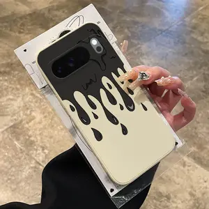 Rounded Edge Phone Case for Google Pixel 10 9 8 7 Pro A XL Gothic Drip Design Pattern Shockproof Drop Protection Rugged Durable Liquid Silicone Cover Cellphone Protective