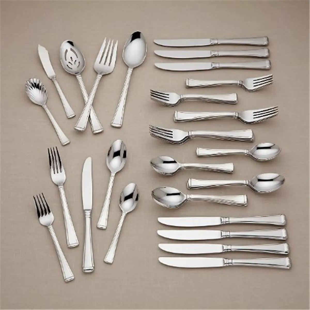 212 MAIN Lenox 846853 Stainless Steel Column 45-Piece Cutlery Set, Dishwasher-Safe Kitchenware Kit, Polished Finish for Camping (Pack of 1)