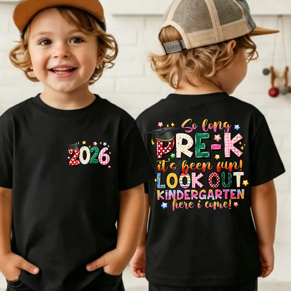Personalized Pre K Grad T-Shirt, Kindergarten Graduation 2026 Outfit, Retro Kids Student Gift