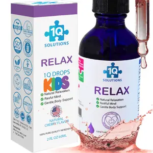 1Q Relax - Magnesium Glycinate & L-Theanine Liquid Natural Drops for Kids – Melatonin Free, Sugar-Free, Vegan, Non-GMO, Gluten-Free, Hypoallergenic with Micellar Technology - 2 fl oz