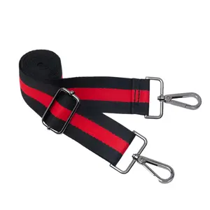 Red and Black Striped Strap with gunmetal hardware