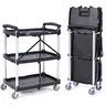 【toolupgrade】VEVOR Heavy-Duty PVC 3-Shelf Mobile Quiet Utility Organiser Cart - 165 lbs Capacity, Lockable 360° Swivel Steer Casters, Ergonomic Handle, Collapsible Stable Rolling Stand, Durable Tool Racks - Ideal for Office, Residential Use