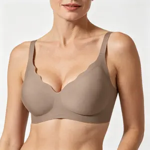 Women's Black Jelly Bra No Underwire T-Shirt Bra Seamless Comfortable Soft Wireless Basic Bridal One Piece Minimalist Everyday Wear with Adjustable Straps Vneck Slight Push-Up Breathable bra  fits women