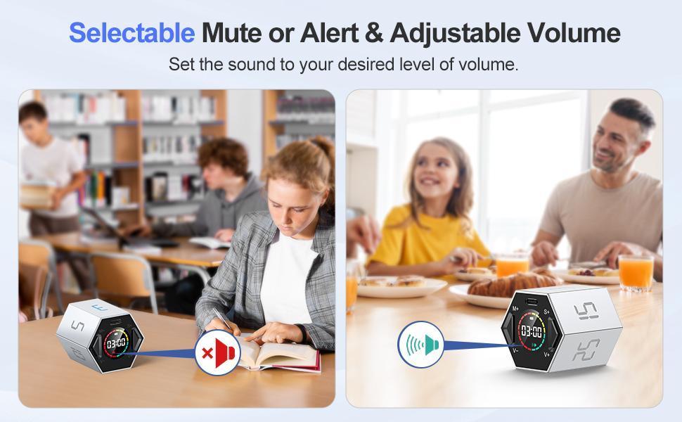 【Limited time】Ticktime Pomodoro Timer Cube, Productivity Timer, Pause & Resume, Silent & Adjustable Sound Alert, for ADHD, Task, Work, Study, 3/5/10/15/25/30min & Custom Countdown