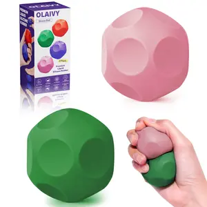 Sensory Stress Balls - Fidget Toys for Adults & Teen, Silicone Polyhedron Hand Therapy Ball with Beads Inside Relief Stress Squeeze Toy for Autism & ADHD, Office Desk Toy