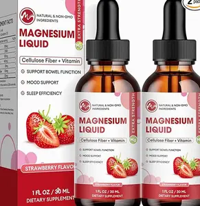 2 Pack Magnesium Glycinate Liquid, High Absorption Magnesium Liquid Drops with Cellulose Fiber, Bromelain, Vitamin B6, C, D, Zinc, Magnesium
