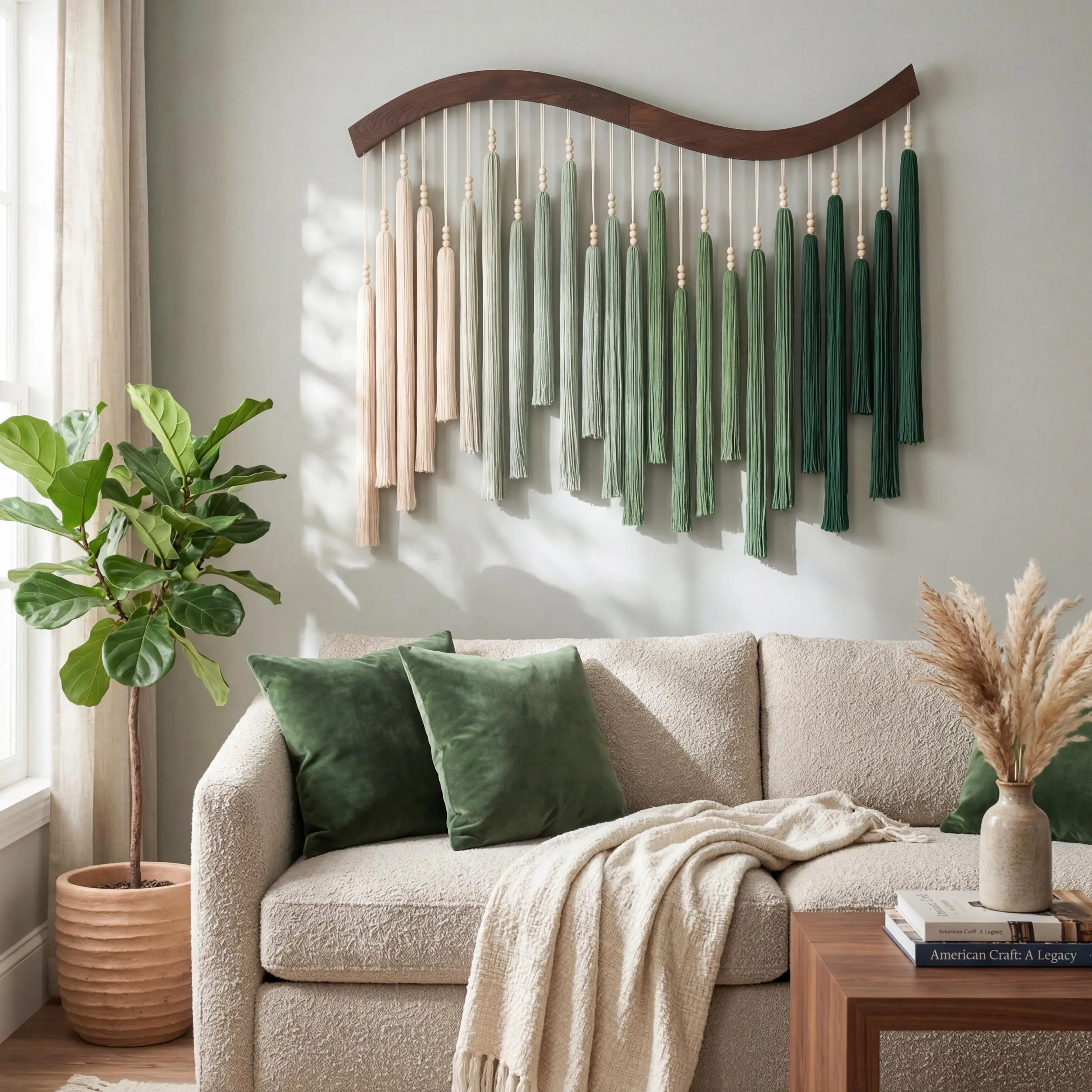 Modern Arcadia Arc-Form Hangable Wooden Wall Decor - Cotton Aesthetic Bedroom Decor, Farmhouse Ornament, Home Improvement Gift