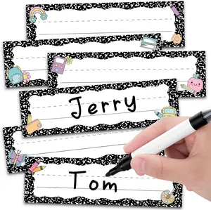 72 count Composition Notebook School Name Tags for Classroom Desks in 6 Styles Composition Classroom Decor 9 x 3 Inches Desk Nameplates for Student Name Tag Labels